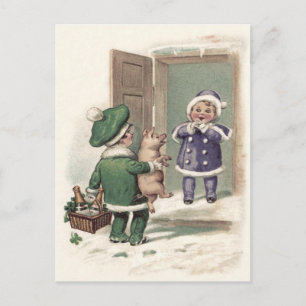 Boy Pig Champagne Shamrock Dedoor Briefkaart