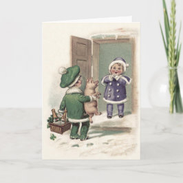 Boy Pig Champagne Shamrock Dedoor Kaart