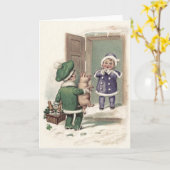 Boy Pig Champagne Shamrock Dedoor Kaart (Gele Bloem)