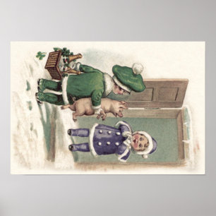 Boy Pig Champagne Shamrock Dedoor Poster