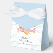 Boy Pilot Teddy Bear Balloon Airplane Baby Shower  Bedankdoosjes (Voorkant)