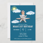 Boy Pilot, Vliegtuig & Cloud, Foto Eerste Verjaard Kaart (Voorkant)