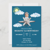 Boy Pilot, Vliegtuig & Cloud, Foto Eerste Verjaard Kaart (Voorkant)