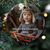 Boy Pilot Vliegtuig Luchtvaart Schattigee Foto Ker Keramisch Ornament