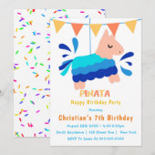Boy Piñata 7th Birthday Invitations (Voorkant / Achterkant)