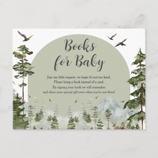 Boy Pine Tree Forest Baby shower Boeken voor Baby Briefkaart (Voorkant)
