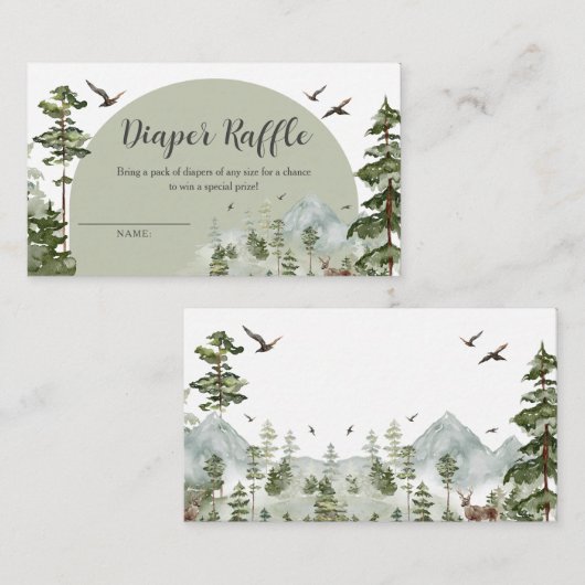Boy Pine Tree Forest Baby shower Luier Raffle Informatiekaartje (Voorkant / Achterkant)