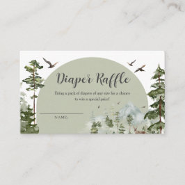 Boy Pine Tree Forest Baby shower Luier Raffle Informatiekaartje