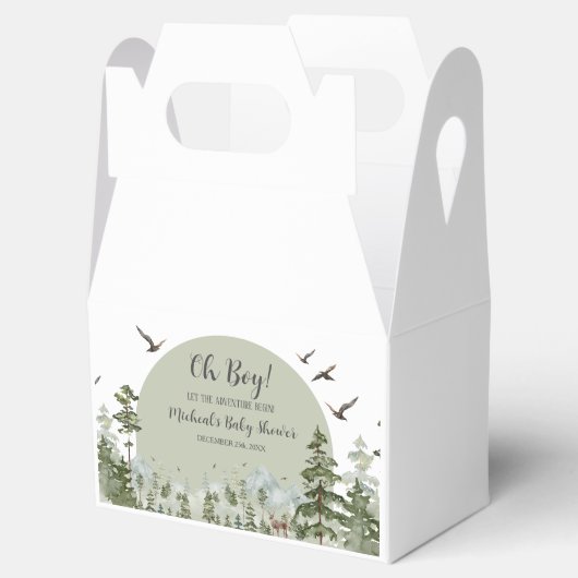Boy Pine Tree Forest Mountain Baby shower Bedankdoosjes (Geopend)