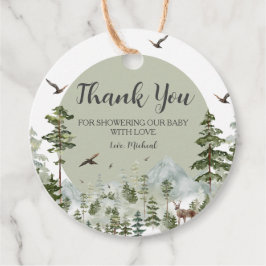 Boy Pine Tree Forest Mountain Baby shower Bedankjes Labels