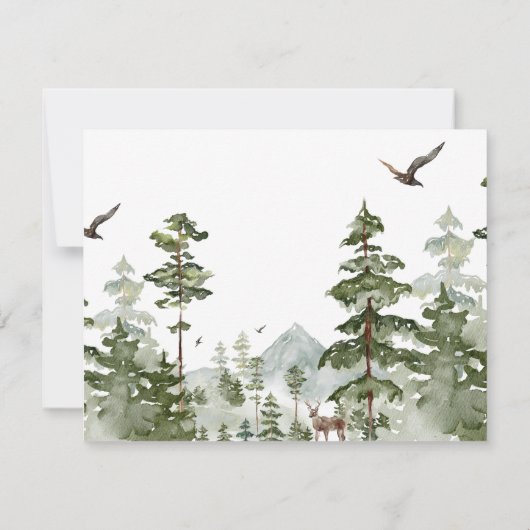 Boy Pine Tree Forest Mountain Baby shower Bedankkaart (Achterkant)