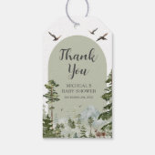 Boy Pine Tree Forest Mountain Baby shower Cadeaulabel (Achterkant)