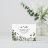Boy Pine Tree Forest Mountain Baby shower Details Informatiekaartje (Staand voorkant)