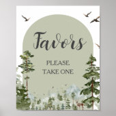 Boy Pine Tree Forest Mountain Baby shower Favoriet Poster (Voorkant)
