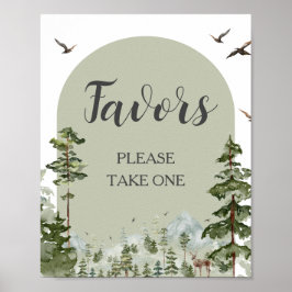 Boy Pine Tree Forest Mountain Baby shower Favoriet Poster