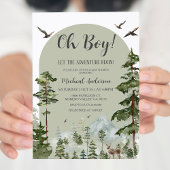 Boy Pine Tree Forest Mountain Baby shower Kaart