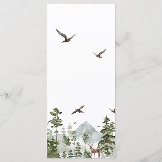 Boy Pine Tree Forest Mountain Baby shower Menu (Achterkant)