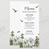 Boy Pine Tree Forest Mountain Baby shower Menu (Voorkant / Achterkant)