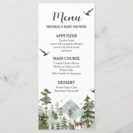 Boy Pine Tree Forest Mountain Baby shower Menu