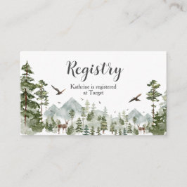 Boy Pine Tree Forest Mountain Baby shower Registry Informatiekaartje