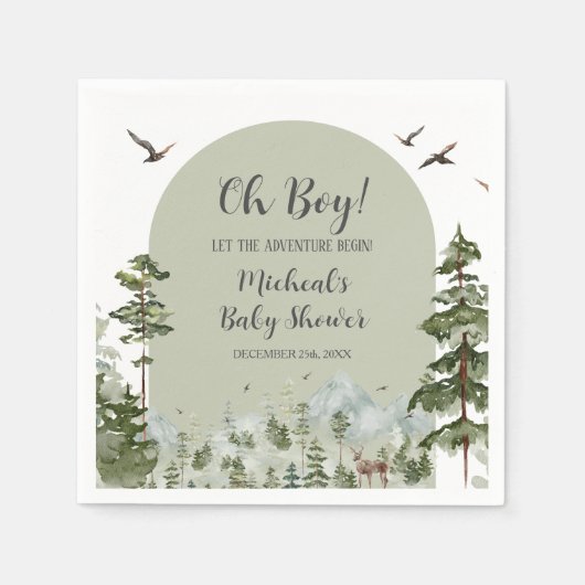 Boy Pine Tree Forest Mountain Baby shower Servet (Voorkant)