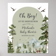 Boy Pine Tree Forest Mountain Baby shower Welkom