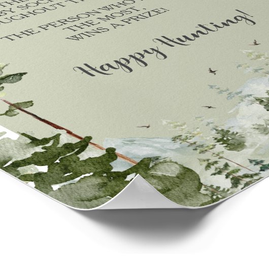 Boy Pine Tree Forest Mountain Baby Sock Hunt Poster (Hoek)