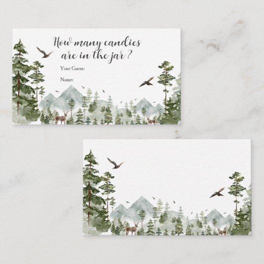 Boy Pine Tree Forest Mountain Hoeveel Snoepjes Informatiekaartje (Voorkant / Achterkant)