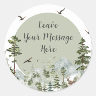 Boy Pine Tree Forest Mountain Hou van je boodschap Ronde Sticker