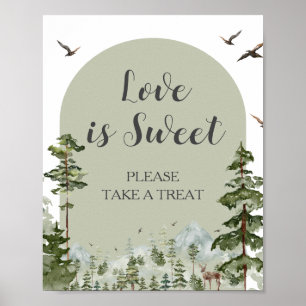 Boy Pine Tree Forest Mountain Liefde is zoet Poster