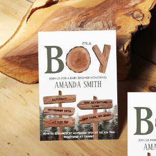 Boy Pine Trees Baby shower Kaart