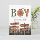 Boy Pine Trees Baby shower Kaart (Staand voorkant)