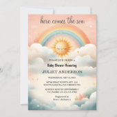 Boy Pink Unique Sky Cloud Sunshine Baby shower Kaart (Voorkant)