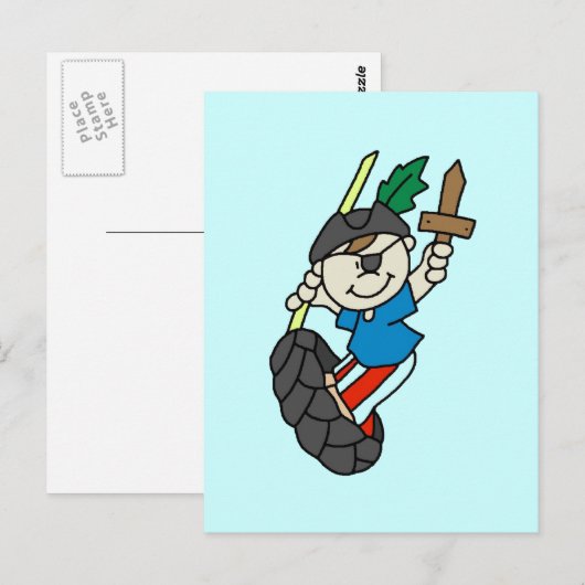 Boy Pirate Ahoy Matey Tshirts en Gifts Briefkaart (Voorkant / Achterkant)