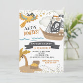 Boy Pirates Birthday Invitation Kaart (Staand voorkant)