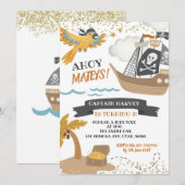 Boy Pirates Birthday Invitation Kaart (Voorkant / Achterkant)