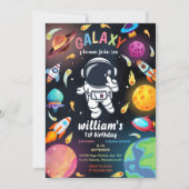 Boy Planet Alien Stars Space Galaxy 1e Verjaardag Kaart (Voorkant)