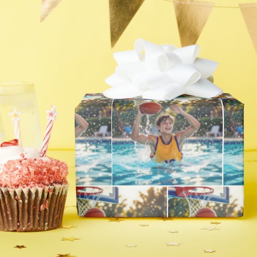 Boy Playing Basketball In a Swimming Pool Cadeaupapier (Verjaardagsfeest)