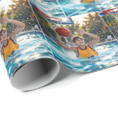 Boy Playing Basketball In a Swimming Pool Cadeaupapier (Rol Hoek)