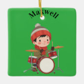 boy playing drums Christmas holiday Ornament (Voorkant)