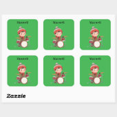 boy playing drums Christmas holiday  Vierkante Sticker (Vel)