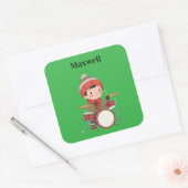 boy playing drums Christmas holiday  Vierkante Sticker (Envelop)
