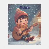 boy playing guitar Christmas Fleece Blanket Deken (Voorkant)