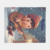 boy playing guitar Christmas Fleece Blanket Deken (Voorkant (Horizontaal))