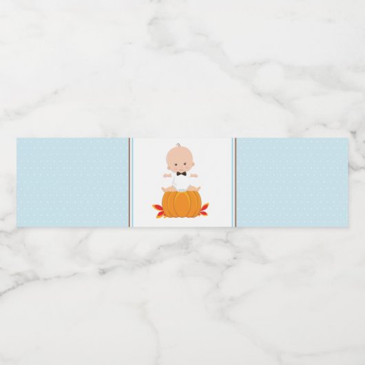 Boy Pompoen Baby shower Waterflesetiketten Waterfles Etiket (Enkel label)
