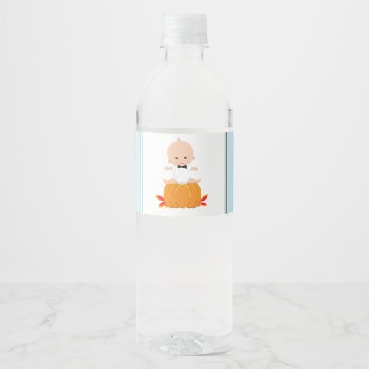 Boy Pompoen Baby shower Waterflesetiketten Waterfles Etiket (Voorkant)