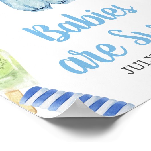 Boy Popsicle Baby shower Baby's zijn zoet Poster (Hoek)