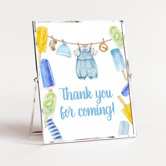 Boy Popsicle Baby shower Bedankt voor je komst Poster