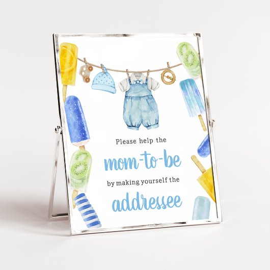 Boy Popsicle Baby shower Envelope Station Poster