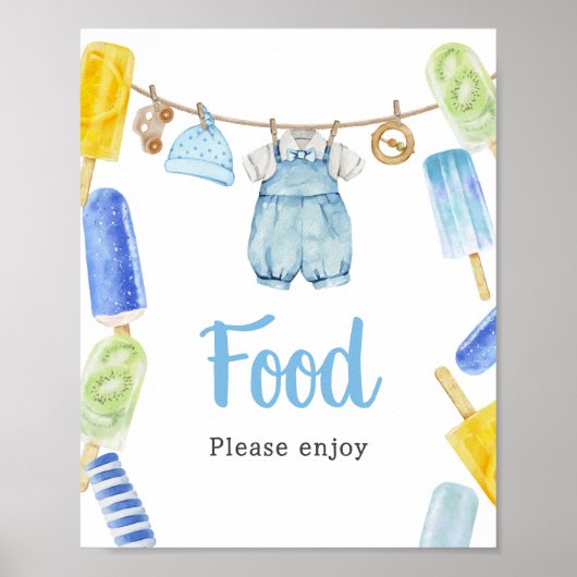 Boy Popsicle Baby shower Eten Poster (Voorkant)